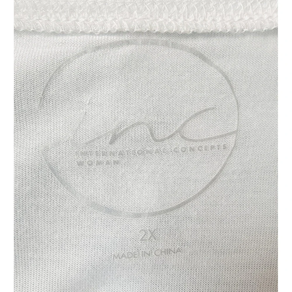 INC International Concepts 2X White Sequin Elephant T-Shirt Top - Picture 9 of 10